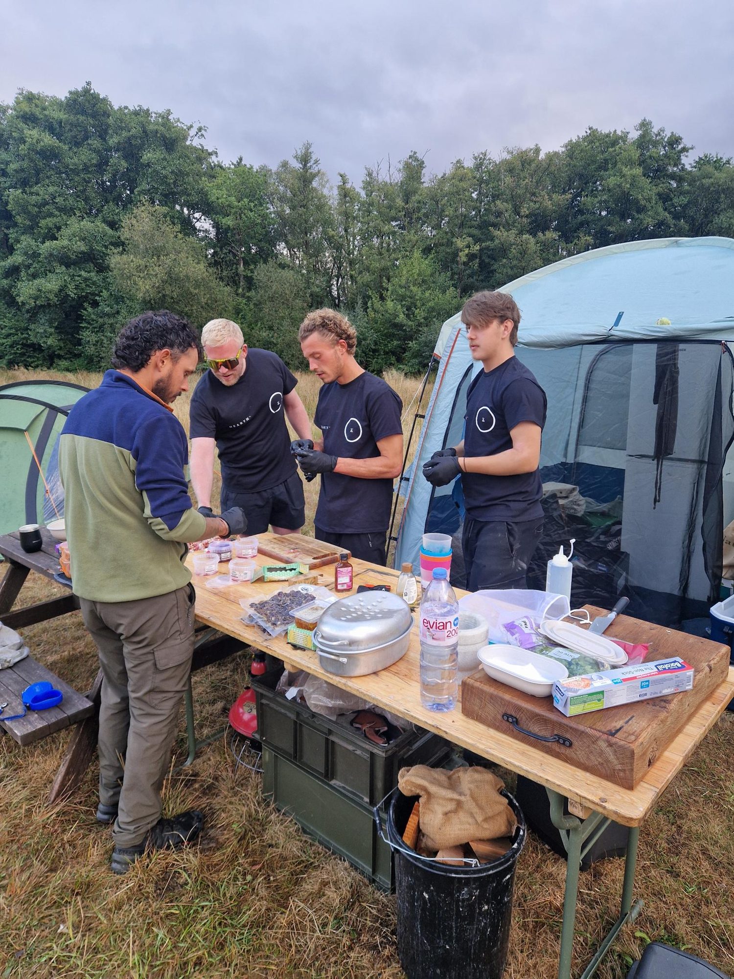 The tenders at the prep table