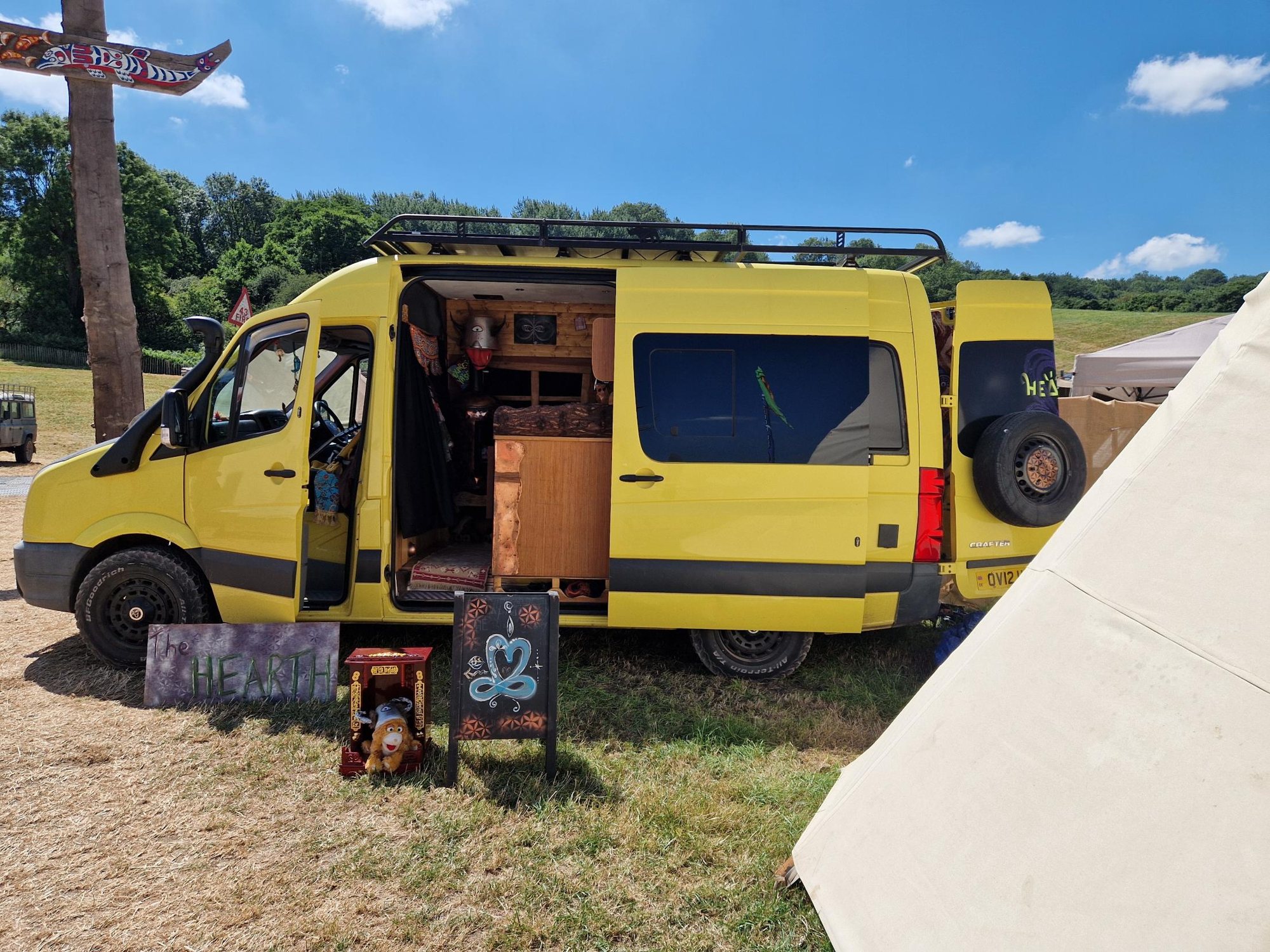 The van, open