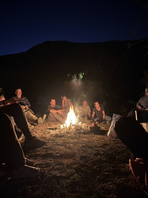 The circle around the fire at night in the Eastern Cape